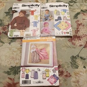 3 Simplicity Assorted, Size A Infant Patterns
